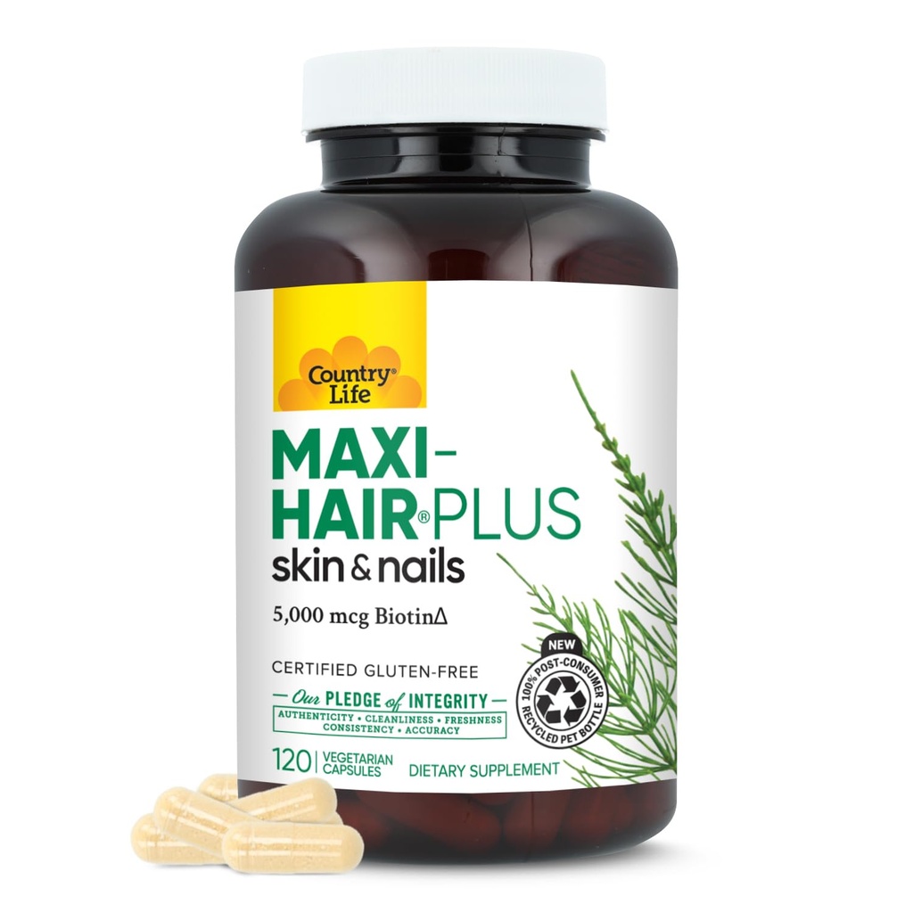 Ülke Hayatı, Maxi-Hair Plus Biotin, Sağlıklı Saç, Cilt ve Çiçeği Destekler, Daily Supplement, 120 ct