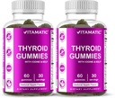 Vitamatic 2 Pack Vegan Thyroid Support Gummies with Iodine & Kelp – 60 Count – Plant-Based – Supports Energy & Metabolism