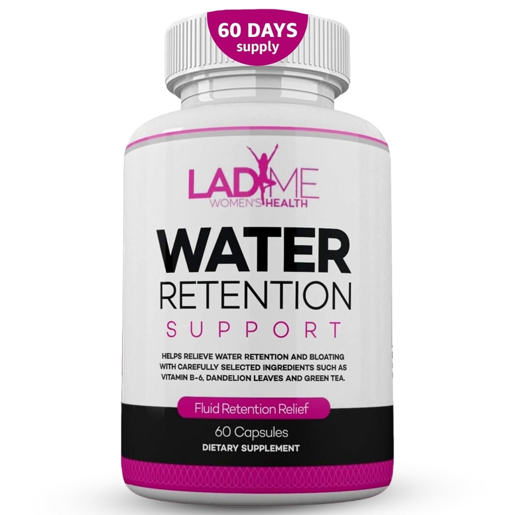 B6 vitamini ile Kadınlar için Su Retention Pills, Dandelion & Green Tea Natural Diuretic for Water Dring, Bloating & Swelling Detox Capsules - 60 Caps (2 Ay Supply) - LadyMe