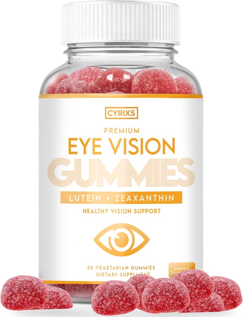 Generic Cyrixs Health Eye Vision Gummies - Lutein & Zeaxanthin Eye Health Supplement for Yetişkinler - Delicious Mango Flavored Eye Vitamins - Eye Comfort and Blue Light Defense for Crystal-Clear Vision