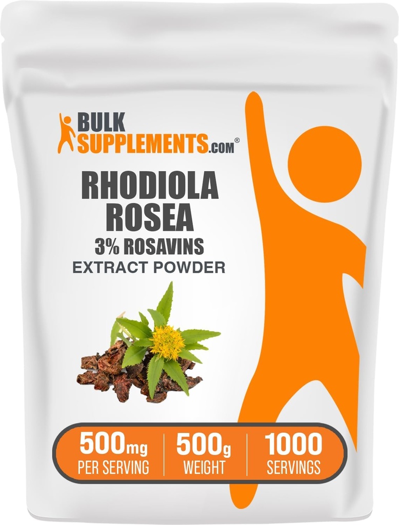 BulkSupplements.com Rhodiola Rosea Extract - 3% Rosavin, Rhodiola Extract, Rhodiola Root Extract - Rhodiola Συμπλήρωμα, Rhodiola Powder - Vegan, 500mg ανά Σερβίρισμα, 500g (1.1 lbs)