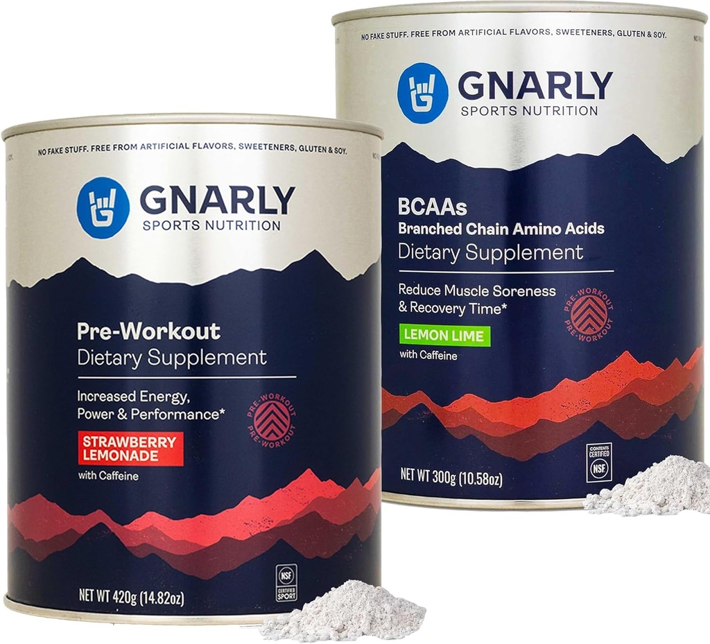 Gnarly Beslenme Gnarly Preworkout Strawberry Lemonade (14.82oz) BCAAs Lemon Lime (10.58oz)