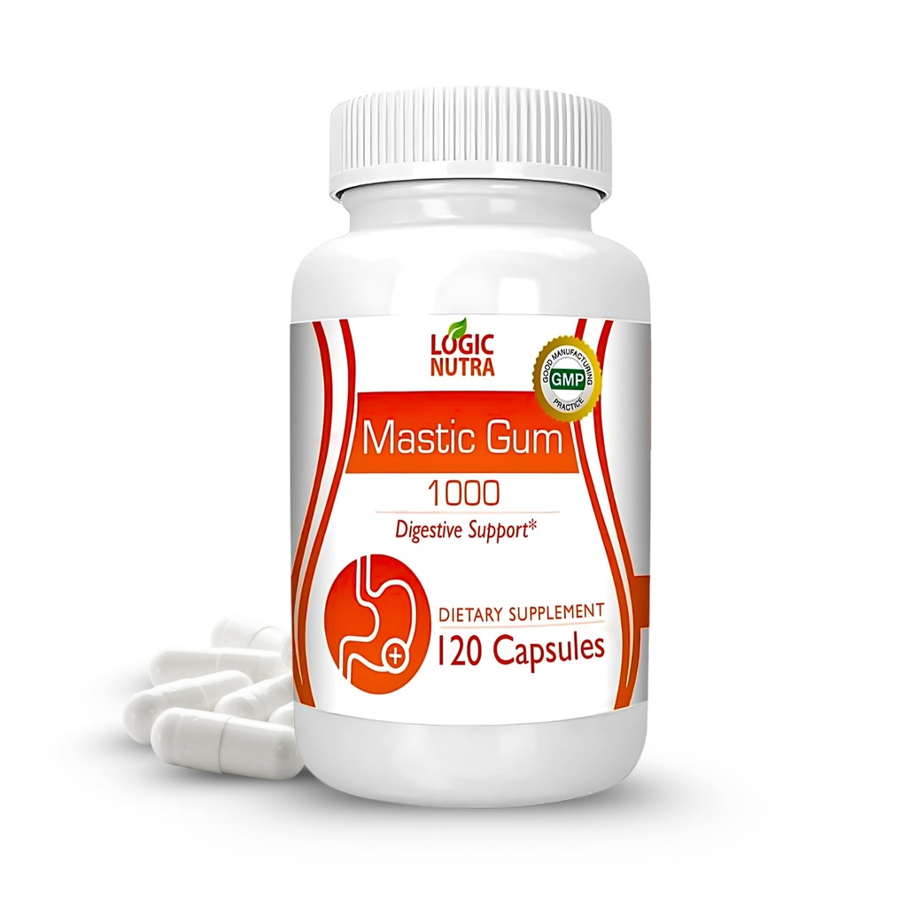Premium Mastic Gum Capsules - Natural Gastrointestinal Support Supplement, 1000 mg Per Service - 120 Capsules (1 Şişe)