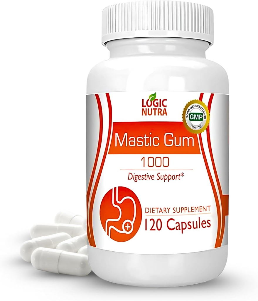 Premium Mastic Gum Capsules - Natural Gastrointestinal Support Supplement, 1000 mg Per Service - 120 Capsules (1 Şişe)