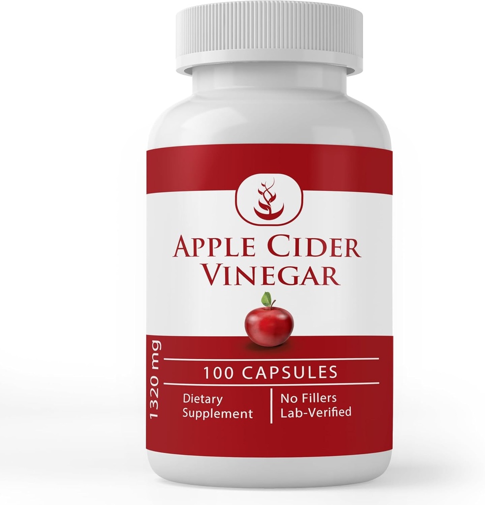 Pure Original Materialss Apple Cider Vinegar, (100 Capsules) Her zaman Pure, Nomixs Or Fillers, Lab Onaylandı
