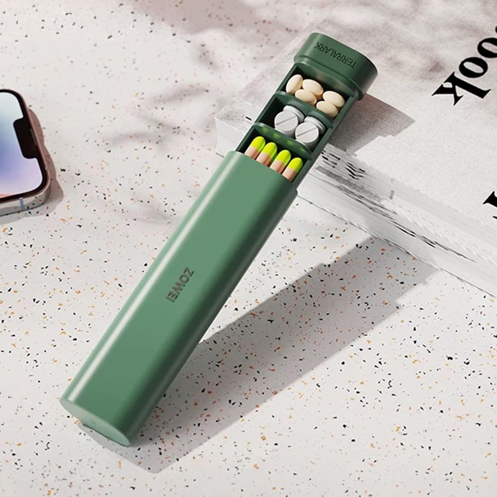 Pill Organizer 7 Gün, Haftalık Seyahat Pill Case, Daily Pill Box, Cute Pillrec to Hold Vitamins, Medicines, Pills, Supplements (Green)