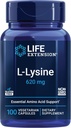 Life Extension L-Lysine, 620 mg, Essential Amino Asit Sağlıklı azot Dengesi, Kalsiyum Metabolism, Stres Cevap & Daha Fazla, Gluten-Free, Non-GMO, Vegetarian, 100 Capsules