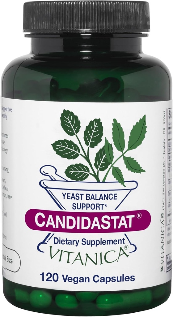 Vitanica Candidastat, Yeast Balance Supplement ve Destek, Vegan, 120 Capsules