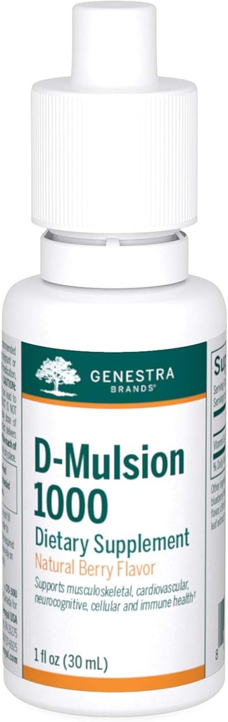 Genstra Brands D-Mulsion 1000 - Sıvı Vitamin D Supplement - Natural Berry Flavor - 1 Fl Oz