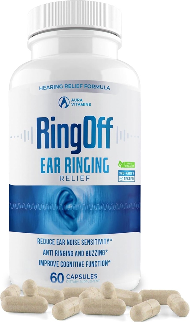 Ring Off (60 Caps) – Tinnitus Ringing Ears, Clear Tinnitus Sessizlik Ear Ringing Relief & Restoring İç Barış, Ginkgo Biloba, çinko Picolinate & More – Etkili İşitme Sağlığı Desteği (1)