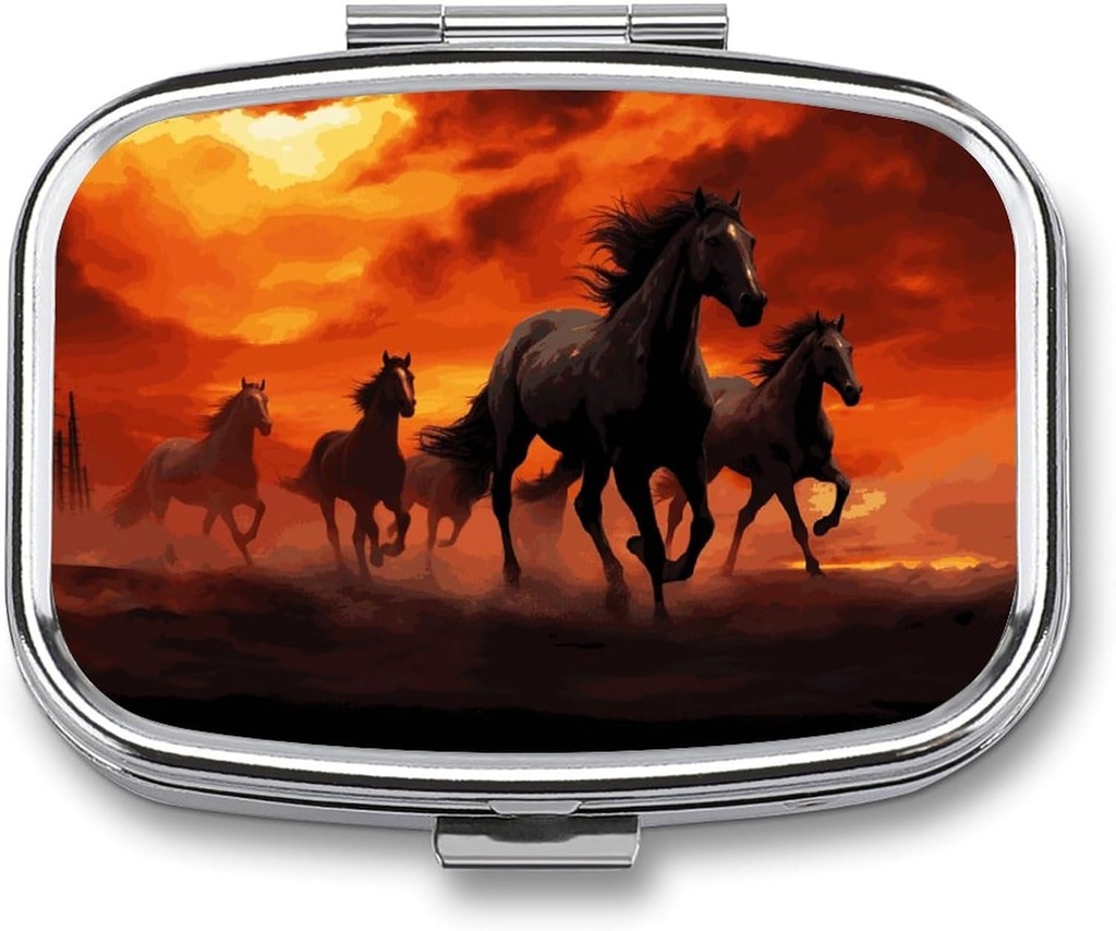 Ats Red Glowing Clouds Square Pill Box, 2 Karşılaştırmalı Dekoratif Pocket Pill Box For Pocket Or Purse Portable Mini Travel Medicine Tablet Vitaminleri Organize Pill Case
