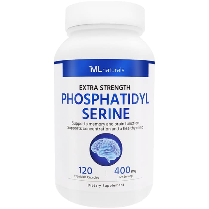 ML Naturals Phosphatidyl Serine 400 mg (High Dosage) 120 Sebze Capsules. Memory & Brain Function, Non-GMO, NSF-Cerized & cGMP-Compliant