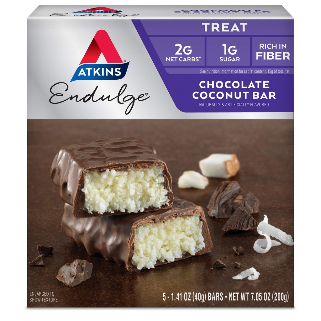 Atkins Endulge Chocolate Coconut Bar, Dessert Favori, Fiber Yüksek, 1g Sugar, 5 Count