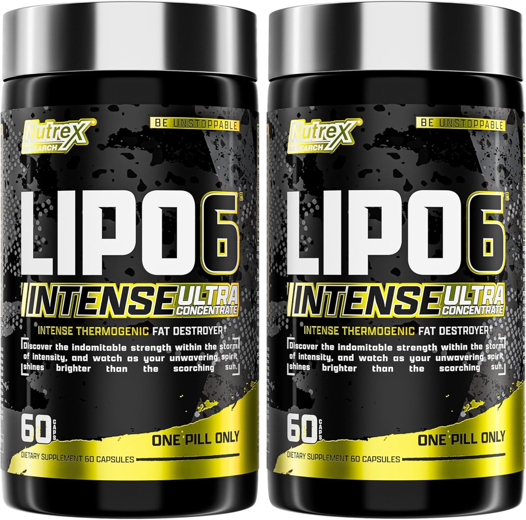 Nutrex Research Lipo6 Black Intense Ultra Mekanik Termogenic Belly Fat Burner for Men and Women | Diyet Kilo Kayıp Tamam ve Appetite Suppressant | 2 Paket