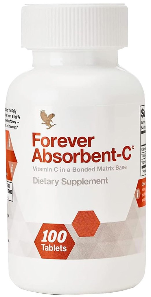 Sonsuz Yaşam - Absorbent-C, Orange ve Honey Flavor, Oat Bran ile C Supplement, Immune Support, Skin Health, 1 Şişe (100 Tablet)