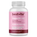 BESTVITE Vegan D3 5000 IU + Vitamin K2 100 mcg MK-7 (120 Vejetaryen Capsules) - No Stearates - Vegan - Non GMO - Gluten Free