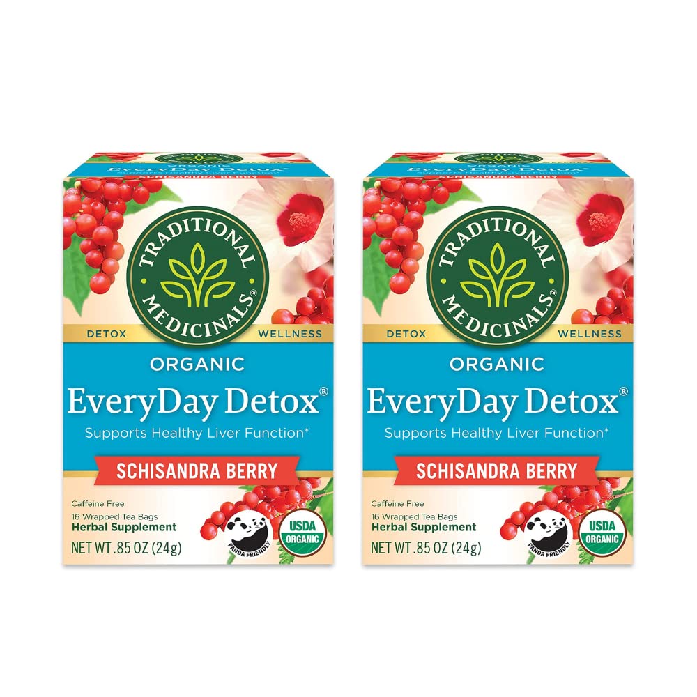 Geleneksel Medicinals Organik EveryDay Detox Schisandra Berry Herbal Tea, Sağlıklı Canlı Fonksiyonları Destekler (16 Kont ( 2))