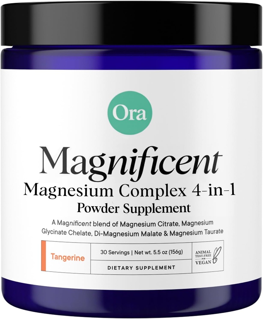 Ora Organic Magnesium Complex Powder Supplement - 4-σε-1 Μαγνήσιο: Γλυκινικό, Ταυρικό, Κακό & Κιτρικό 