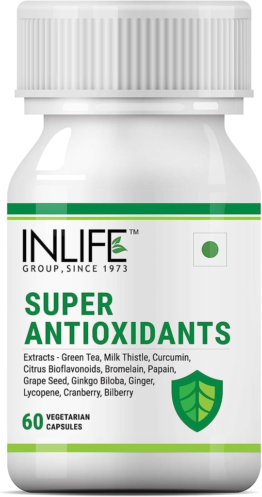 Sheltr Super Antioksi Supplement Lycopene, Green Tea, Milk Thistle, Curcumin, Grape Seed, Ginkgo Biloba, Ginger, Cranberry, Bilberry, Alpha Lipoic Acid, Lutein, Zeaxanthin - 60 Capsules (Polonya, Ginkgo)