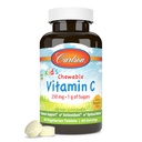 Carlson - Kid'in Chewable Vitamin C, 250 mg, 1 g Sugars, Immune Support & Optimal Wellness, Antioksi, Tangerine, 60 Vegetarian Tablets