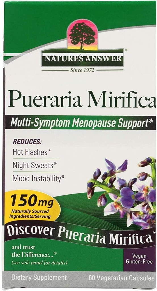 Nature's Answer Pueraria Mirifica Capsules 60 Kont | Kadın Redüktif Destek | Smooth Skin & Hair Supplement | Natural Menopause Aid