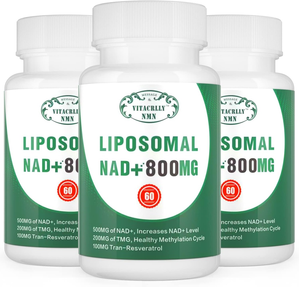 NAD+ Supplement Liposomal NAD+ Plus 800MG Nicotinamide Riboside Alternative for Cell Energy, Healthy Aging and Muscle Repair 180 Capsules (Pack of 3)