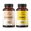 HERBAMAMA Ashwagandha ve Mullein Kit - 1500 mg Ashwagandha Root & 1200 mg Mullein Leaf Capsules 100 Caps - Vegan, Non-GMO, Sugar & Alkol-Free - 2 Pack