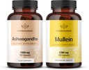 HERBAMAMA Ashwagandha ve Mullein Kit - 1500 mg Ashwagandha Root & 1200 mg Mullein Leaf Capsules 100 Caps - Vegan, Non-GMO, Sugar & Alkol-Free - 2 Pack