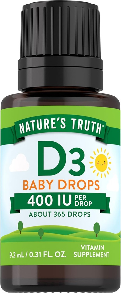 Doğanın Gerçek Vitaminleri Bebekler için D Drops | 400 IU | 9.2 mL | Çocuklar için D3 | Vejetary, Non-GMO & Gluten Ücretsiz Supplement