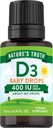 Doğanın Gerçek Vitaminleri Bebekler için D Drops | 400 IU | 9.2 mL | Çocuklar için D3 | Vejetary, Non-GMO & Gluten Ücretsiz Supplement