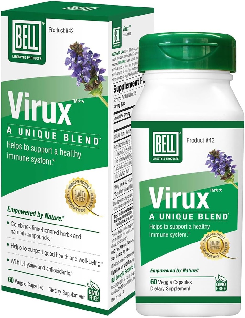 Bell ViruxTM L Lysine ve Red Marine - Natural Herbal Meeting, Immune System- Lysine 1000 mg Capsules