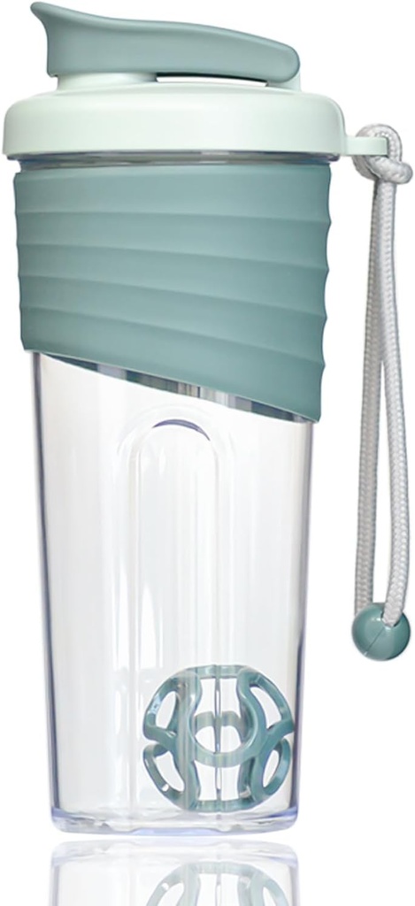 Protein Shaker Şişe 24oz – Teal Mix Tritan, Ölçüm Ölçeği ve Teal Shaker Ball - Protein Shakes, Smoothies ve Supplements için Mükemmel