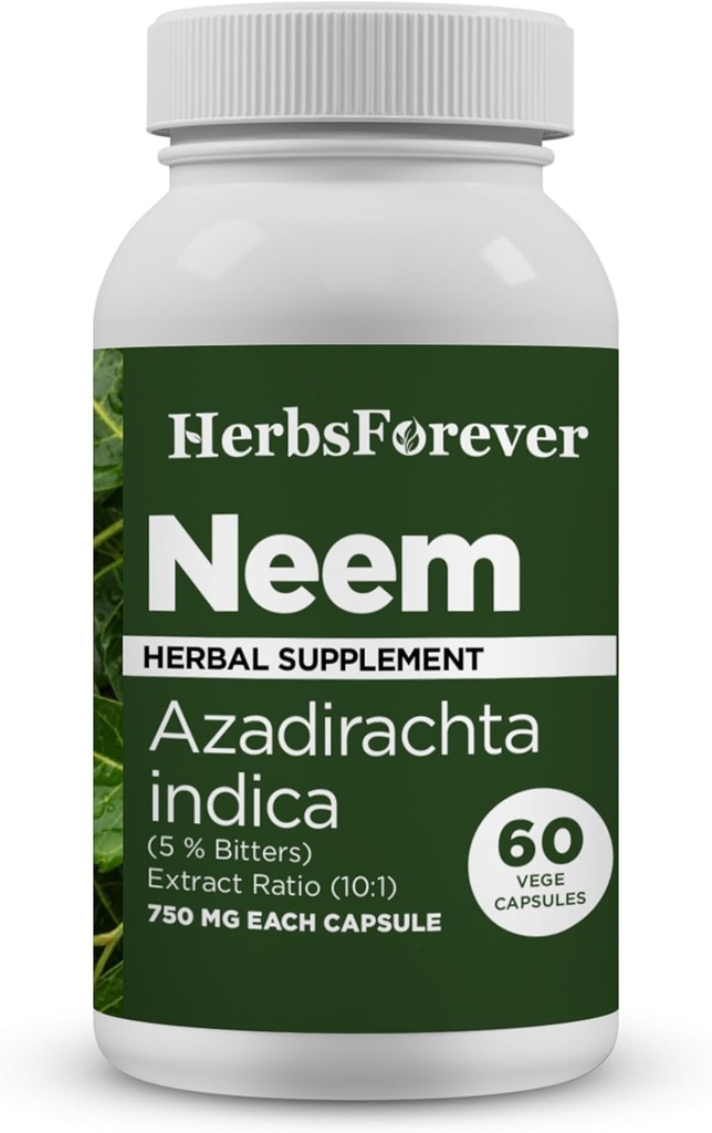Βότανα για πάντα Κάψουλες Neem Azadirachta Συμπλήρωμα δέρματος Indica 60 Κάψουλες Vege