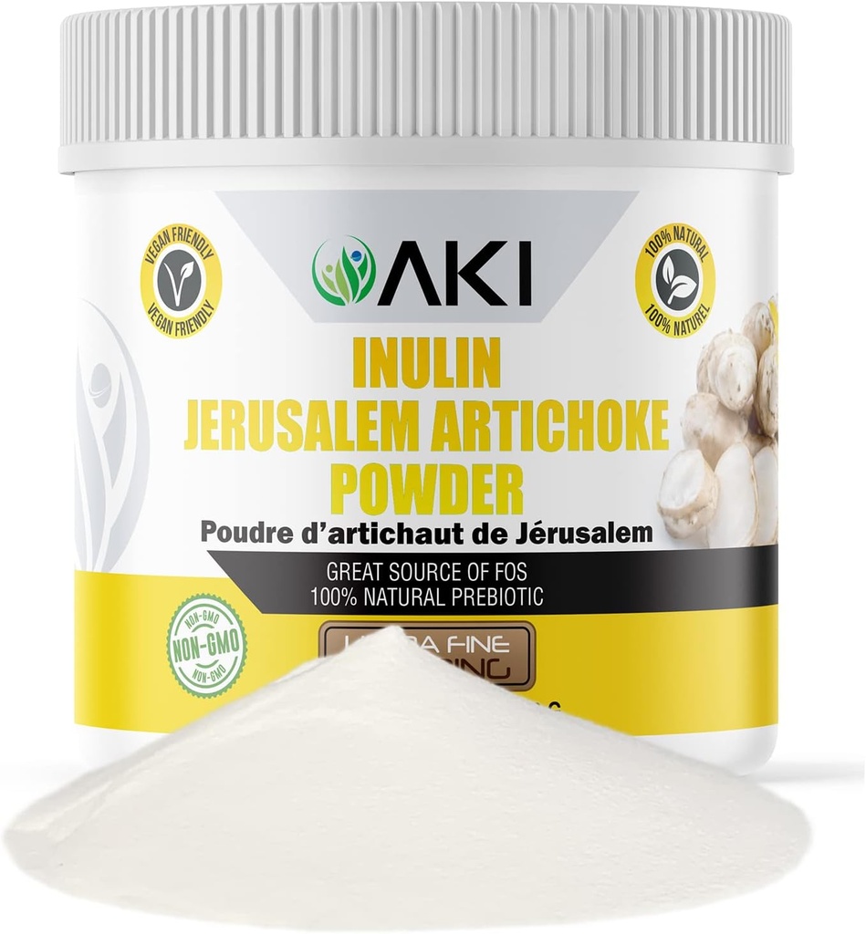 AKI Inulin Kudüs Artichoke Toz (6oz/170g) Fiber & Prebiyotik'te İyi, Kahve, Smoothies, Juice & Other Meals - Vegan, Gluten-Free (Pack of 1)