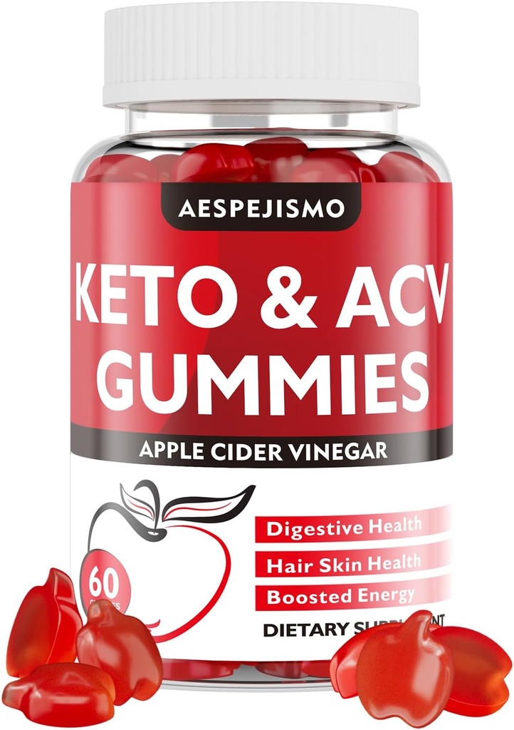 Keto ACV Gummies - Μηλίτης αμπελιού με B12 για την ενέργεια και την ευεξία, 1500mg, υποστηρίζει Κέτωση, για γυναίκες & άνδρες, Vegan, χωρίς γλουτένη, 60 Gummies