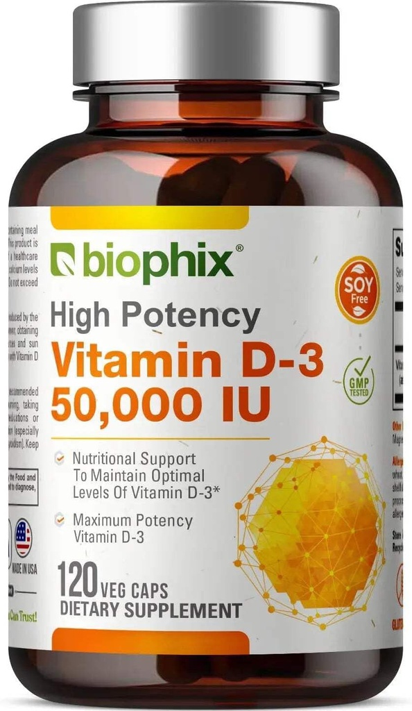 Biyophix Vitamin D-3 10000 I High-Potency 120 Softgels - High-Potency Non-GMO Soy-Free Supports Güçlü Bones Immune Health