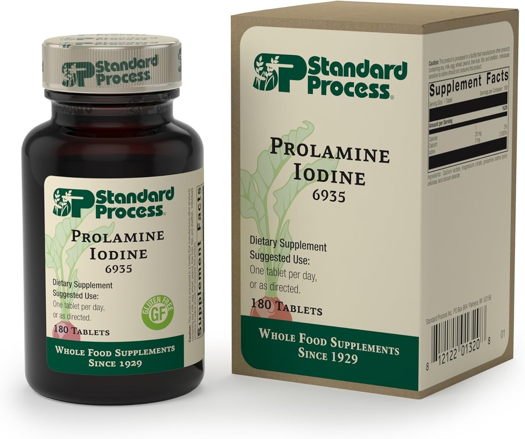 Standart Süreç - Prolamine Iodine - Sağlıklı Iodine Seviyelerini Destekler, Sağlıklı Tiroid Fonksiyonları, Kalsiyum, Iodine, Gluten Free and Vegetarian - 180 Tabletler