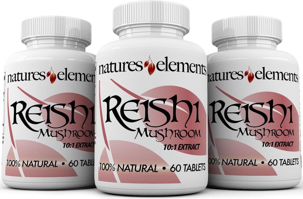 Reishi Mushroom Extract – 10:1 Concentration – 1000 mg – 60 Tablet – 3 Paket – Immune Support – Vegetarian Safe – Gluten Free – Ganoderma Lucidum