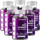 Vitamatic Iron 65 mg Gummies Supplement for Women & Men - 60 Vegan Gummies - Great Tasting Iron Gummy Vitamins C (6)