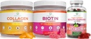 Life Marine Collagen, Biotin, & Vegan Collagen Sche, Gummies for Hair Skin and Nails (Bulk - 90 Chews), Ortak Bakım Vitamini, Immune Support, Beauty Capsules, Pills & Cleanse,