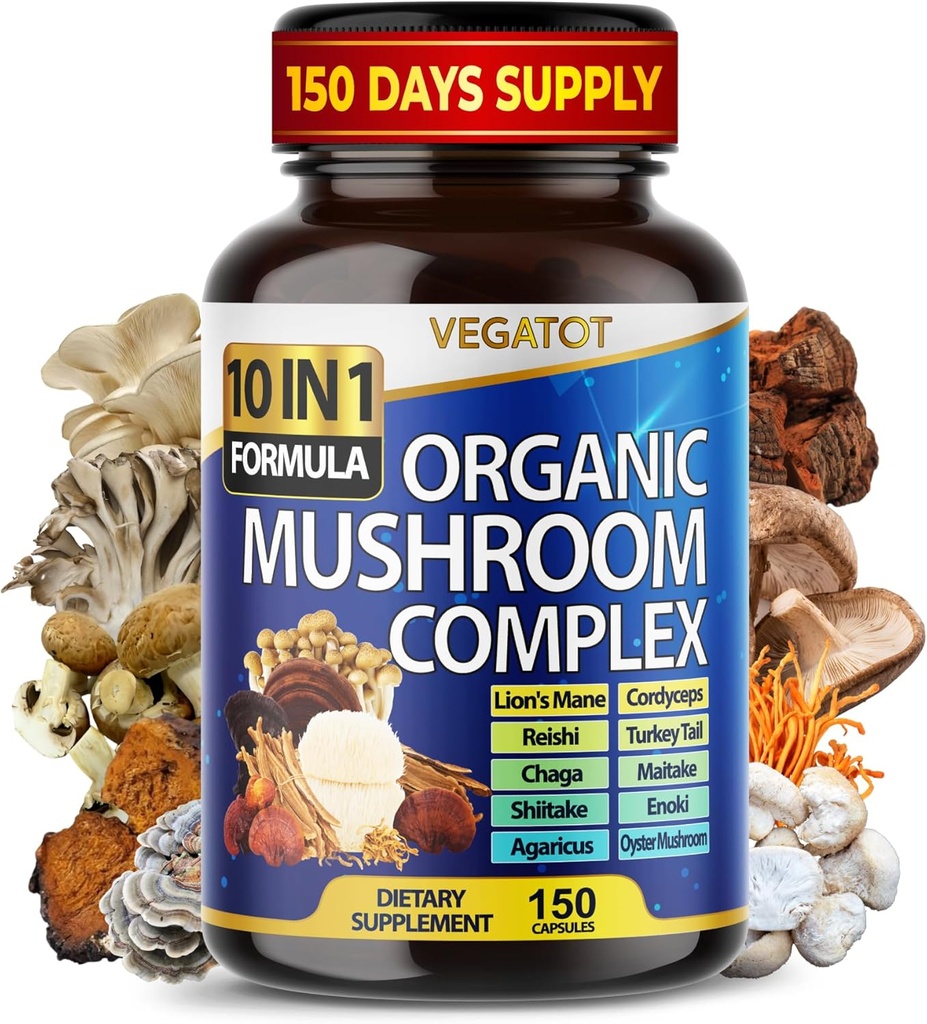 1 Yüksek Kuvvetli Mushroom Supplement - Lions Mane, Cordyceps, Reishi - Memory ve Focus için Beyin Tamamları ** 5-Month Supply