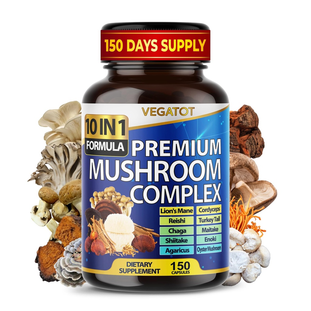 1 Yüksek Kuvvetli Mushroom Supplement - Lions Mane, Cordyceps, Reishi - Memory ve Focus için Beyin Tamamları ** 5-Month Supply