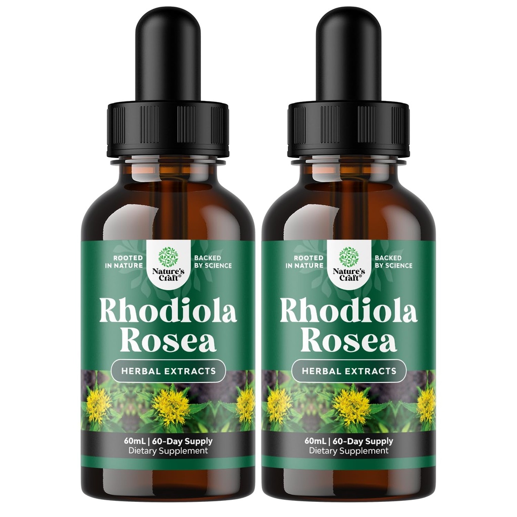 Yüksek Potency Rhodiola Rosea Tincture - Sıvı Rhodiola Stres Enerji ve Mood Destek için 3% Salidrosides Rosea Ekstra - Vegan Non-GMO & Alkol Ücretsiz (120 Hizmet)