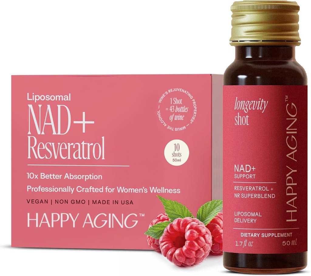 Sıvı NAD+|Resveratrol| NMN Alternatif | 10x Daha Fazla Aborpsiyon | Liposomal Nicotinamid Riboside ve Resveratrol Antioksis ile | Yarı Zamanlı | Firma Skin & Brain Health| 10 Shots |