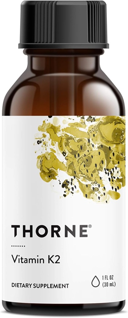 THORNE - Βιταμίνη K2 Υγρό (1 mg ανά Σταγόνα) - Συμπυκνωμένη βιταμίνη K2 Συμπλήρωμα για την υποστήριξη της καρδιάς και των οστών* - Γλουτένη, Γαλακτοκομικά & Χωρίς Σόγια - 1 Fl Oz