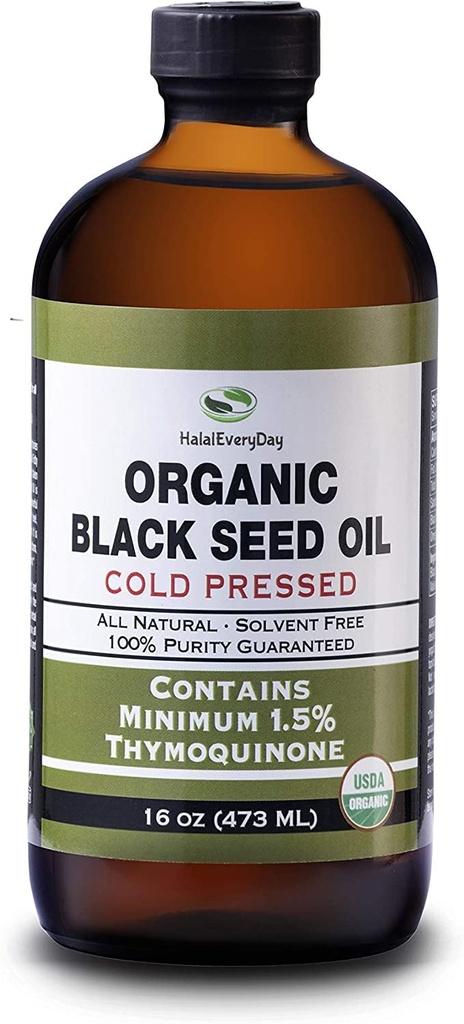 Organik Siyah Tohum Yağı - USDA sertifikalı Cold Pressed Glass Şişe% 1.5'den fazla Yourmoquinone 3X güç Türk Black Cumin Nigella Sativa non-GMO 100% Saf Blackseed Oil (32oz Glass (2X16) Şişe)