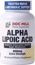 Alpha Lipoic Acid 600mg 120 Caplets - Nerve Sciatica Περιφερική Νευροπάθεια Υποστήριξη - Χωρίς γλουτένη, Vegan & Μη ΓΤΟ για Ενήλικες