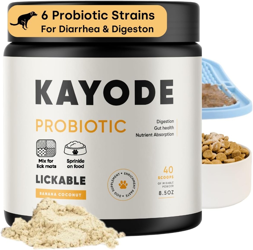 Köpekler için Kayode Lickable Probiyotikler - Güçlü Köpek Digestive Aid & Dog Diarrhea Relief. For Dog Lick Mats Or As Food Topper. Tasty Banana Coconut Flavor. 7 Dog Probiyotik Strains.