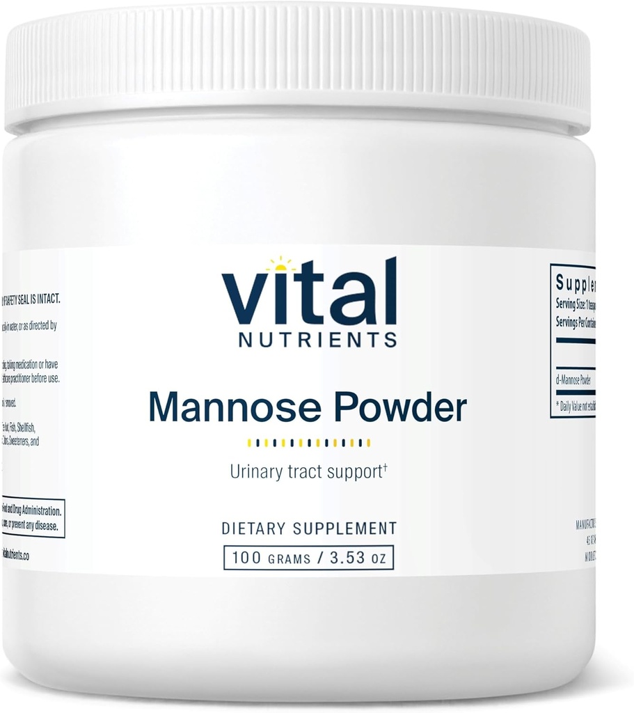 Vital Nutrients Mannose Toz 100g | Vegan D-Mannose Supplement for Urinary Tract and Bladder Support | Gluten, Dairy, Soy Free | Non-GMO | 50 Hizmet