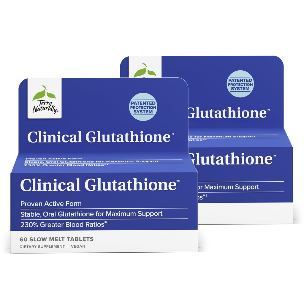Terry Doğal Klinik Glutathione - Yüksek Absorpsiyon için Antioksit - L-Glutathione ile Diyetsel Tamam - Hücre Sağlığını Desteklemek için Vegan Supplement - 60 Slow Melt Tabletleri (Pack of 2)